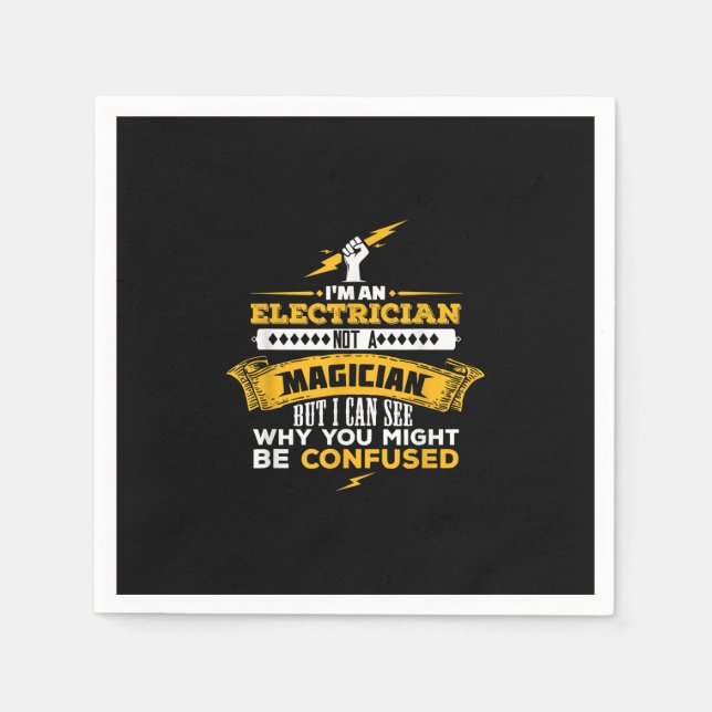 Serviette En Papier Drôle Lineman Cadeau Un Electricien (Devant)