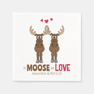 Serviette En Papier Drôle Mariage mignon Humour Whimsical Moose Party