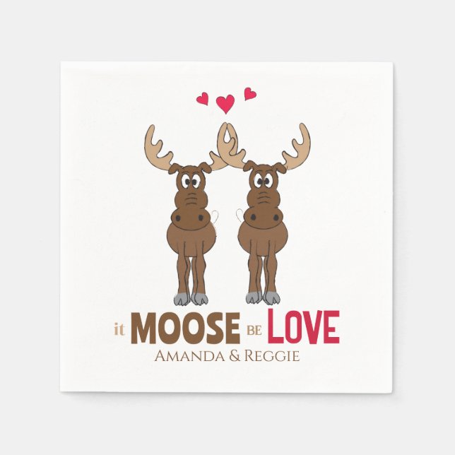 Serviette En Papier Drôle Mariage mignon Humour Whimsical Moose Party (Devant)