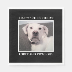 Serviette En Papier Drôle mignon Grumpy Chien blanc 40e anniversaire N