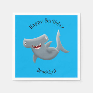 Serviette En Papier Drôle mignon requin marteau dessin animé