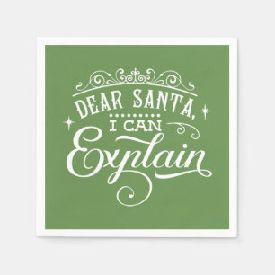 Serviette En Papier Drôle Noël Cher Père Noël Je peux expliquer Script