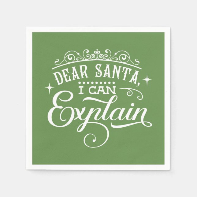 Serviette En Papier Drôle Noël Cher Père Noël Je peux expliquer Script (Devant)