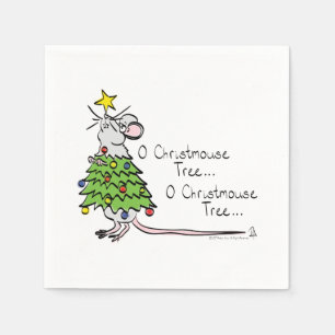 Serviette En Papier Drôle Noël mignon Souris Arbre Cartoon