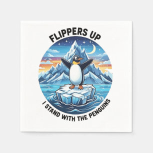 Serviette En Papier Drôle Penguin Résiste À La Manifestation Contre Le