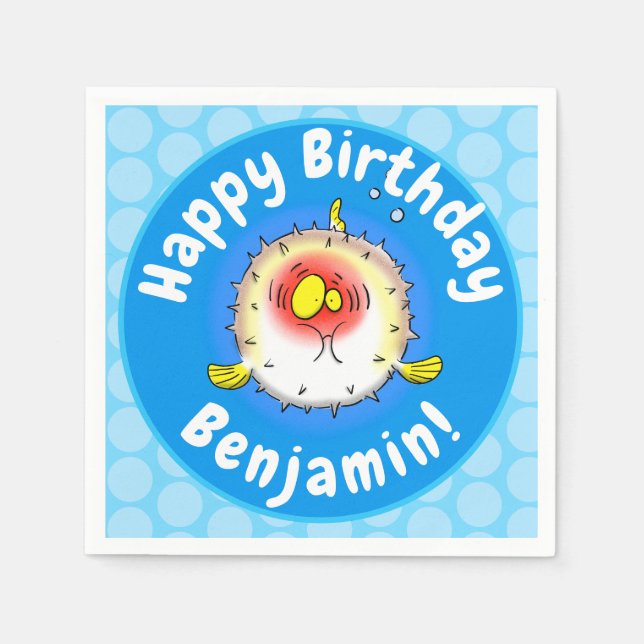 Serviette En Papier Drôle poisson poivron porc-épic caricature poisson (Devant)