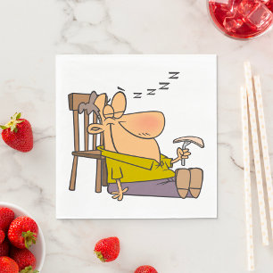 Serviette En Papier Drôle Sleepy Man Napping avec Sandwich