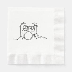 Serviette En Papier Drummer Music Design Drums One-Line