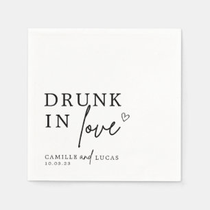 Serviette En Papier Drunin In Love Black & White Personnalisé