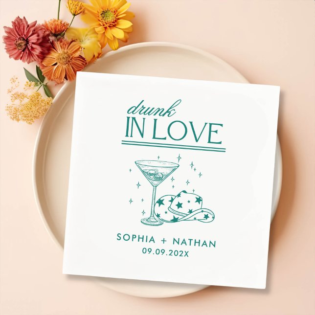 Serviette En Papier Drunk In Love Personnalisé Cowgirl Mariage (Créateur téléchargé)