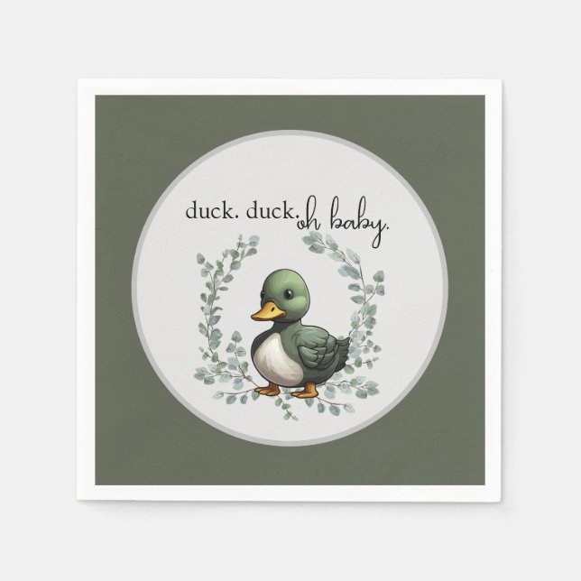 Serviette En Papier Duck Duck Oh Baby canard thème baby shower (Devant)