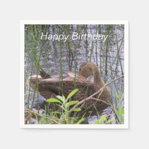 Serviette En Papier Duck Preening in the Reed