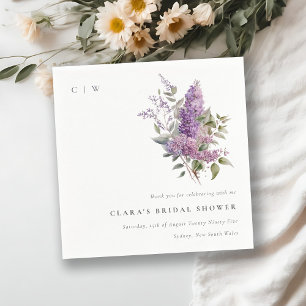 Serviette En Papier Dusky Élégant Cottage Floral Lilac Fête de Mariage