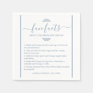 Serviette En Papier Dusty bleu script typographie Fun Facts mariage N