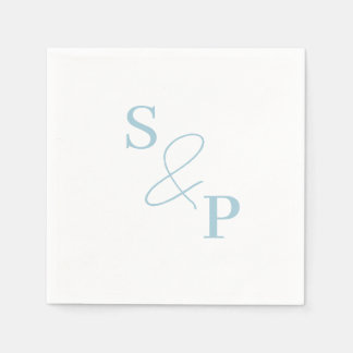 Serviette En Papier Dusty Blue Ampersand Monogram Mariage Napkin