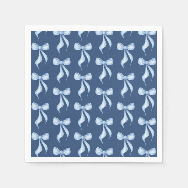 Serviette En Papier Dusty Blue Bow Pattern Bridal Shower (Devant)