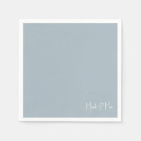 Dusty Blue Bridal Couple Noms Cocktail Napkins