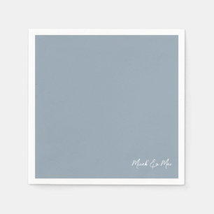 Serviette En Papier Dusty Blue Bridal Couplel Noms Cocktail Napkins