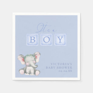 Serviette En Papier Dusty Blue C'est un petit éléphant Baby shower de
