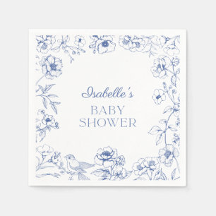 Serviette En Papier Dusty Blue Chinoiserie Baby shower garçon