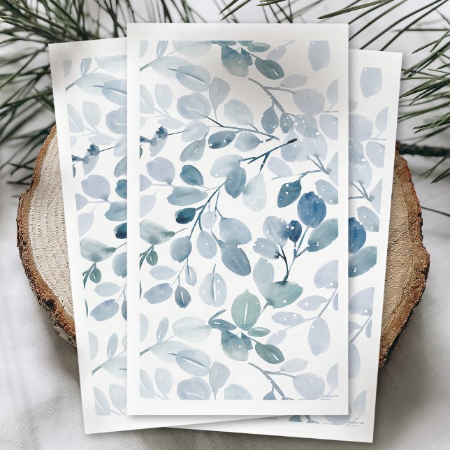 Serviette En Papier Dusty Blue Christmas aquarelle Design feuille (Créateur téléchargé)