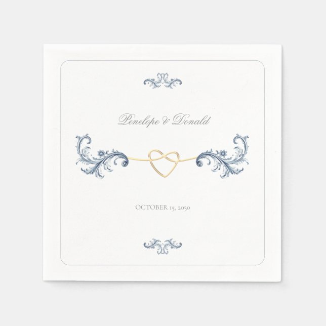 Serviette En Papier Dusty Blue Classic Mariage (Devant)