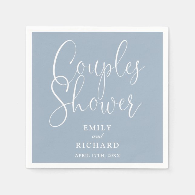 Serviette En Papier Dusty Blue Elegant Couples Wedding shower nuptiale (Devant)