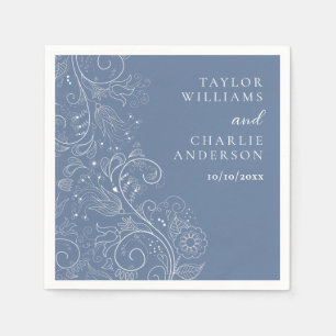 Serviette En Papier Dusty Blue élégant Mariage floral