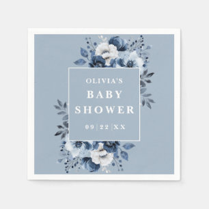 Serviette En Papier Dusty Blue élégant Pays Baby shower Floral