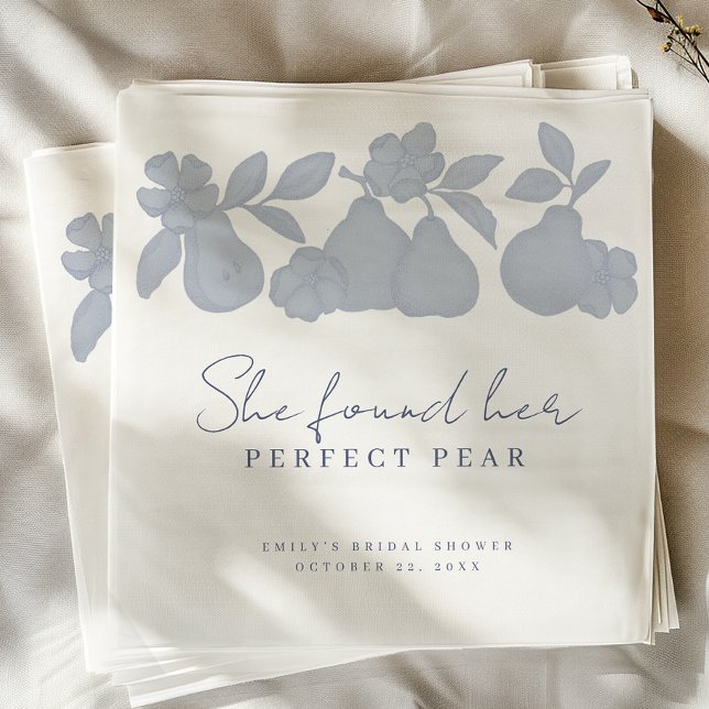 Serviette En Papier Dusty Blue Elle A Trouvé Son Spectacle Nuptial Par (She found her perfect pear)