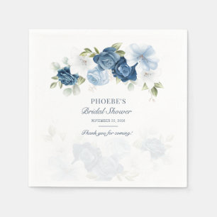 Serviette En Papier Dusty Blue Floral Bloom Eucalyptus Succulent