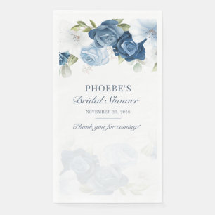 Serviette En Papier Dusty Blue Floral Bloom Eucalyptus Succulent