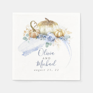 Serviette En Papier Dusty Blue Floral Citrouille mignonne Fall Party