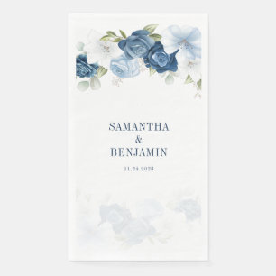 Serviette En Papier Dusty Blue Floral Eucalyptus Mariage de verdure