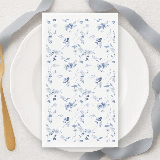 Serviette En Papier Dusty Blue Floral Guest Towel (Créateur téléchargé)