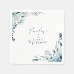 Serviette En Papier Dusty Blue Floral Mariage