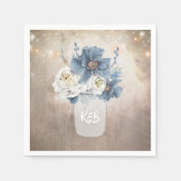 Dusty Blue Floral Mason Jar rustique Pays
