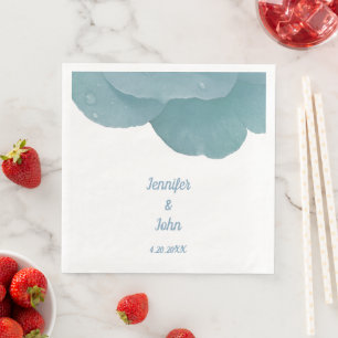 Serviette En Papier Dusty Blue Floral Rose Élégant Mariage tendance