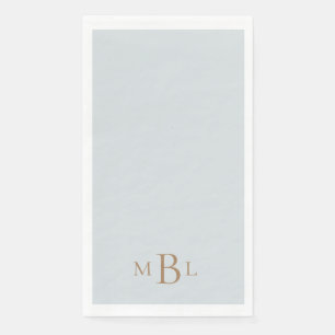 Serviette En Papier Dusty Blue Gold Monogram Mariage