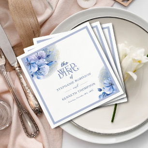 Serviette En Papier Dusty Blue Gold Parties scintillant Élégant Mariag