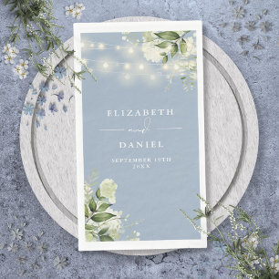 Serviette En Papier Dusty Blue Greenery String Mariage