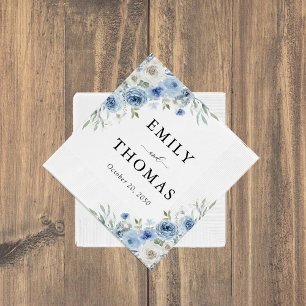 Serviette En Papier Dusty Blue Ivory Wedding Napkin