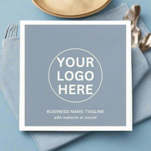 Serviette En Papier Dusty Blue l Promotional Business Logo & Text