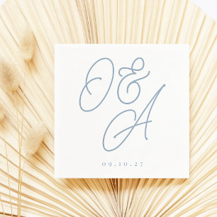 Serviette En Papier Dusty Blue   Mariage de monogramme de filigrane de