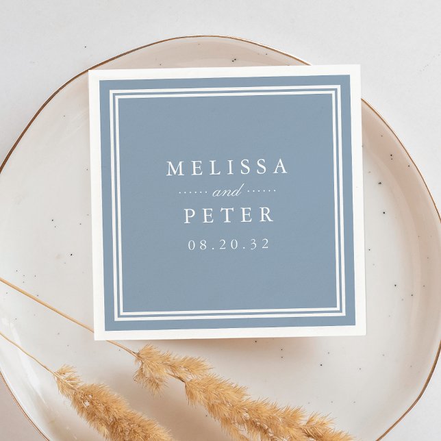 Serviette En Papier Dusty Blue | Mariage personnalisé classique (Créateur téléchargé)