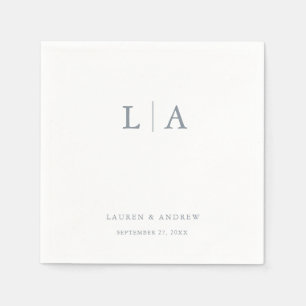 Serviette En Papier Dusty Blue Monogram Élégant Mariage simple serviet