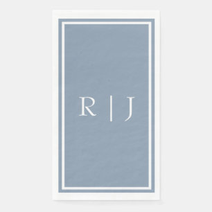 Serviette En Papier Dusty Blue Monogramme Personnalisé Nom Mariage élé