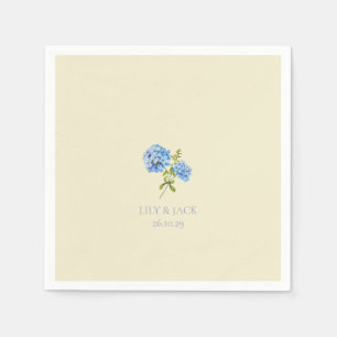 Serviette En Papier Dusty Blue & Pastel Yellow Hydrangea Mariage
