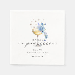 Serviette En Papier Dusty Blue Pearls & Prosecco Fête des mariées flor