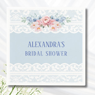 Serviette En Papier Dusty Blue Romantic Peony Fête des mariées dentell